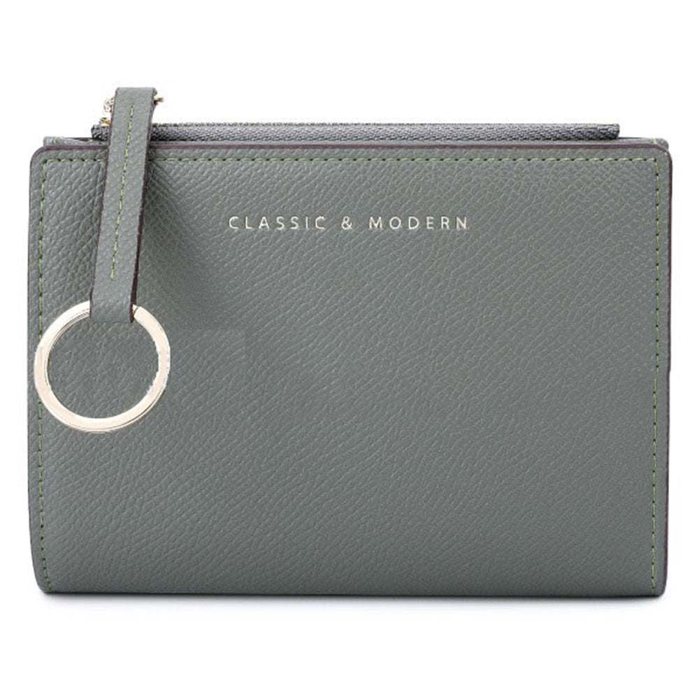 TAILIAN T2602-242 Bi-fold Short Wallet Women PU Leather Slim Coin Purse with Keychain