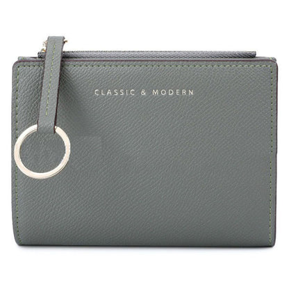 TAILIAN T2602-242 Bi-fold Short Wallet Women PU Leather Slim Coin Purse with Keychain