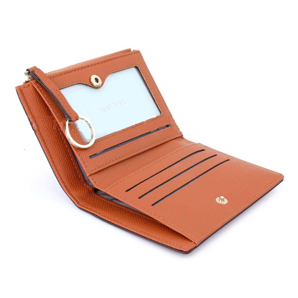 TAILIAN T2602-242 Bi-fold Short Wallet Women PU Leather Slim Coin Purse with Keychain