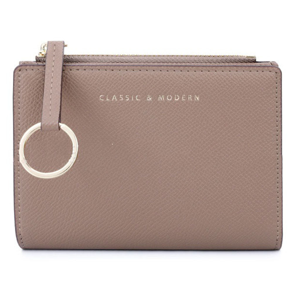 TAILIAN T2602-242 Bi-fold Short Wallet Women PU Leather Slim Coin Purse with Keychain