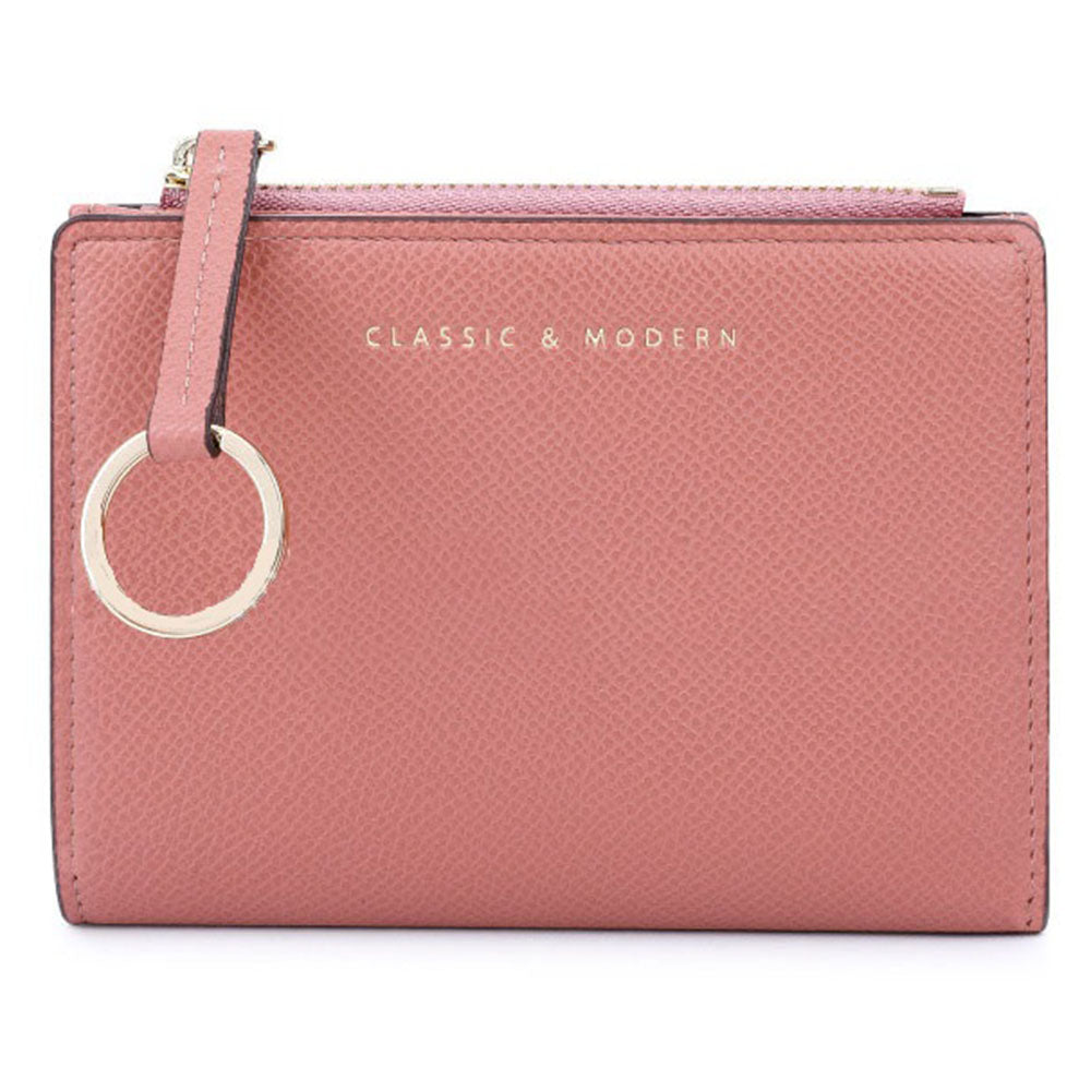 TAILIAN T2602-242 Bi-fold Short Wallet Women PU Leather Slim Coin Purse with Keychain