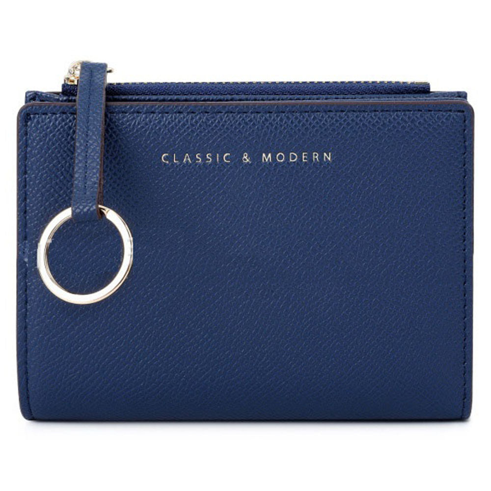 TAILIAN T2602-242 Bi-fold Short Wallet Women PU Leather Slim Coin Purse with Keychain