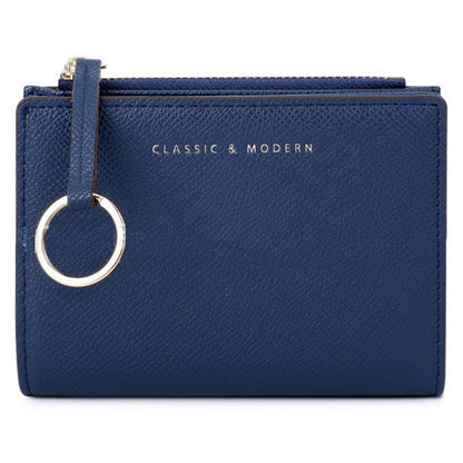 TAILIAN T2602-242 Bi-fold Short Wallet Women PU Leather Slim Coin Purse with Keychain