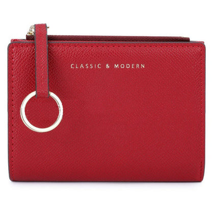 TAILIAN T2602-242 Bi-fold Short Wallet Women PU Leather Slim Coin Purse with Keychain