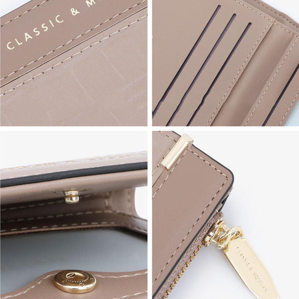 TAILIAN T2602-279 Crocodile Texture PU Leather Women Bi-fold Short Wallet Cards Cash Holder Bag