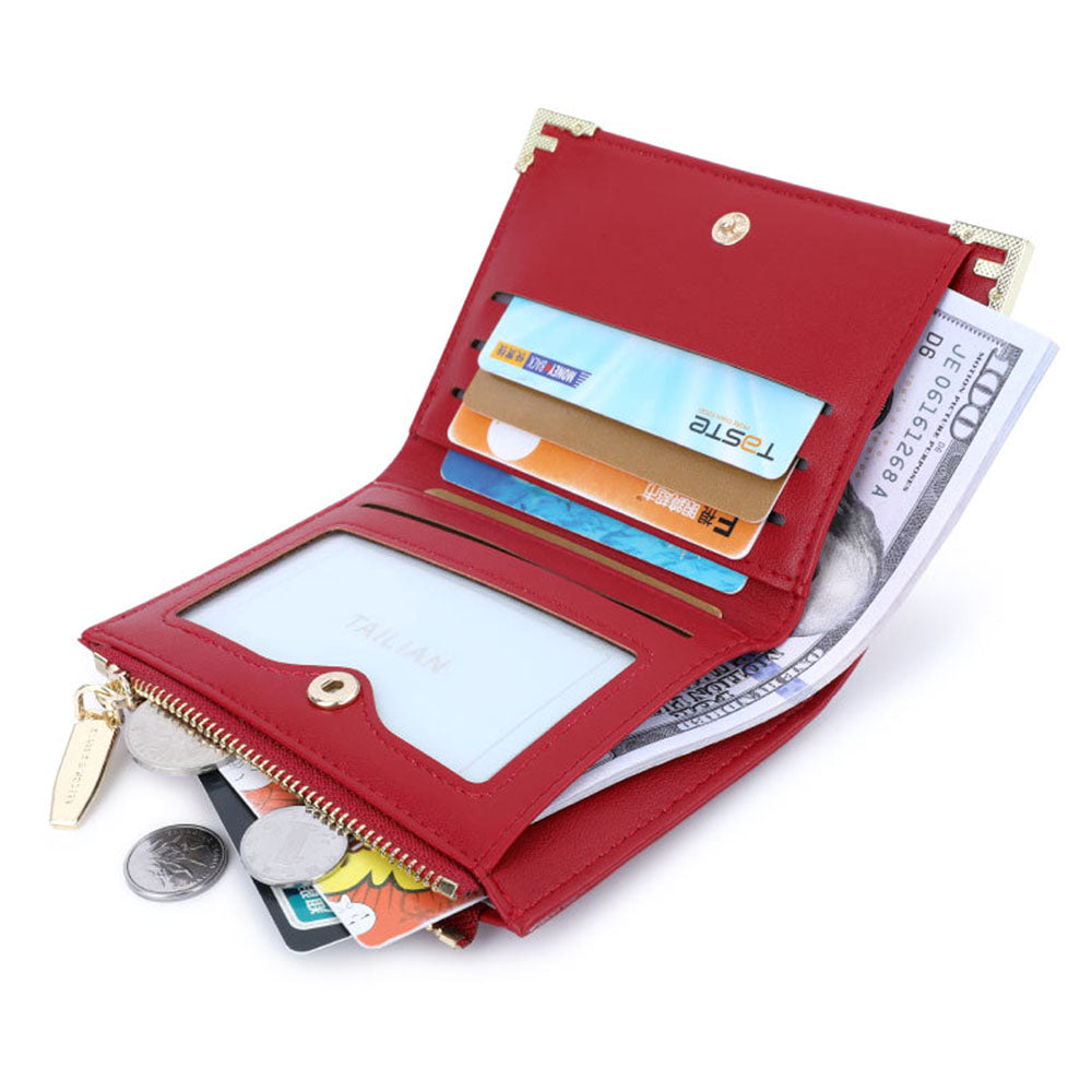 TAILIAN T2602-224 Women Bi-fold Short Wallet Ultra Slim PU Leather Cards Cash Holder Bag