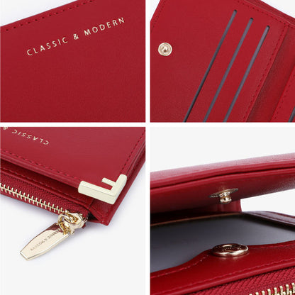 TAILIAN T2602-224 Women Bi-fold Short Wallet Ultra Slim PU Leather Cards Cash Holder Bag