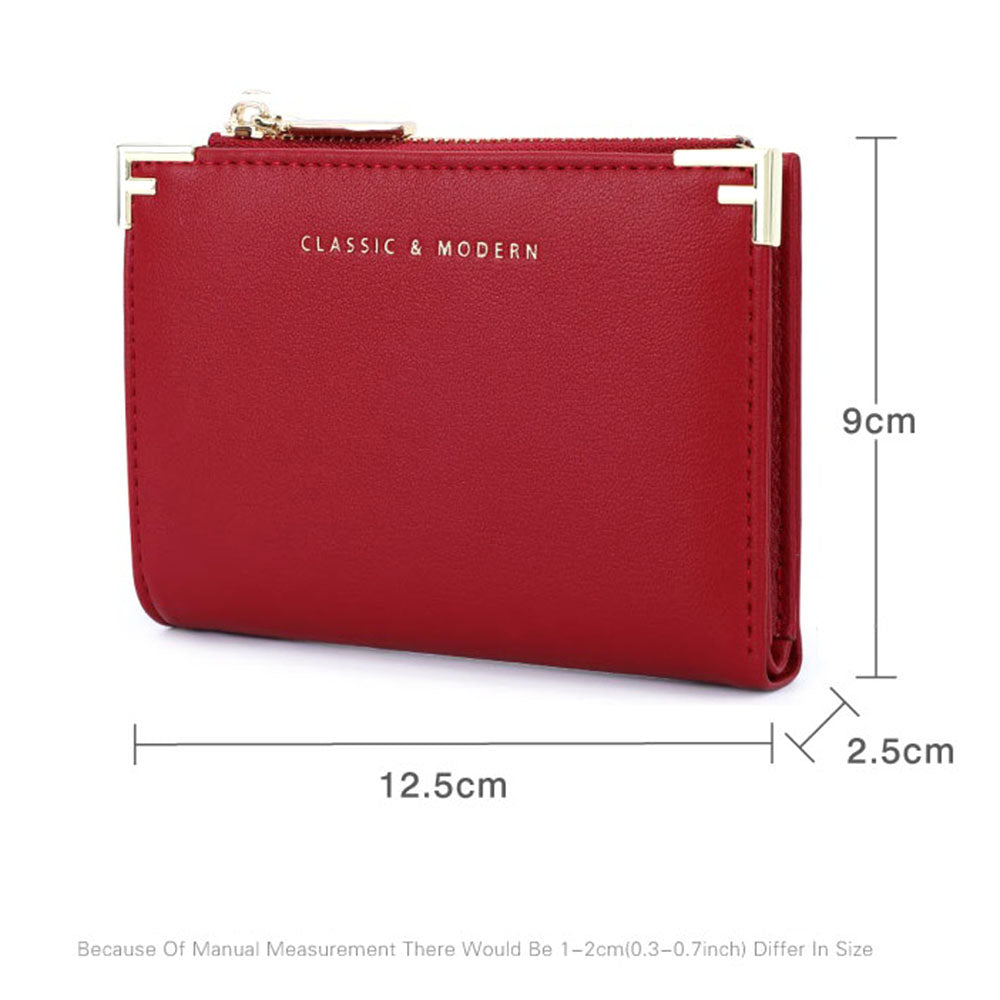 TAILIAN T2602-224 Women Bi-fold Short Wallet Ultra Slim PU Leather Cards Cash Holder Bag