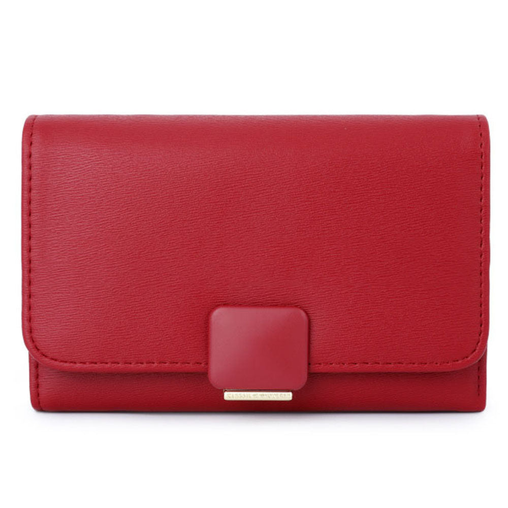 TAILIAN T6223-008 PU Leather Folding Short Wallet Women Cards Cash Holder Bag with Zipper Pocket