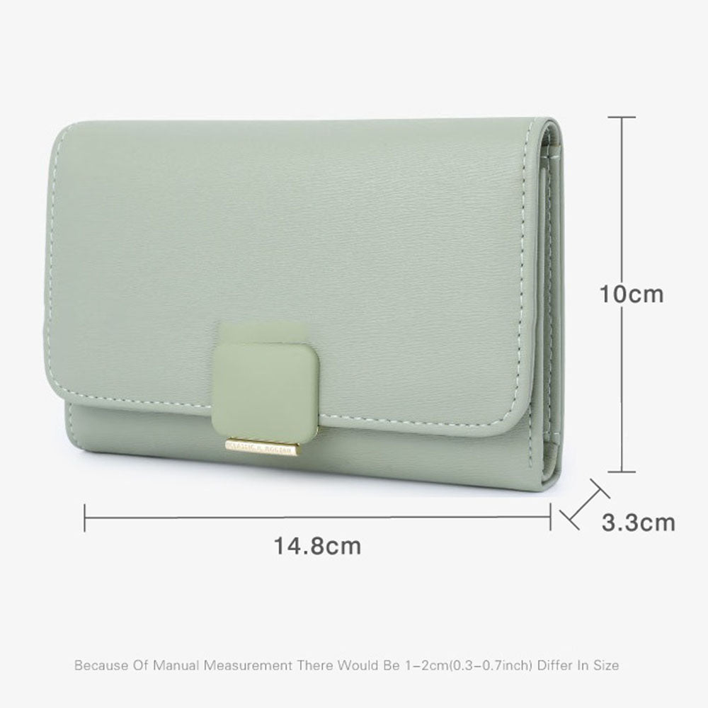 TAILIAN T6223-008 PU Leather Folding Short Wallet Women Cards Cash Holder Bag with Zipper Pocket