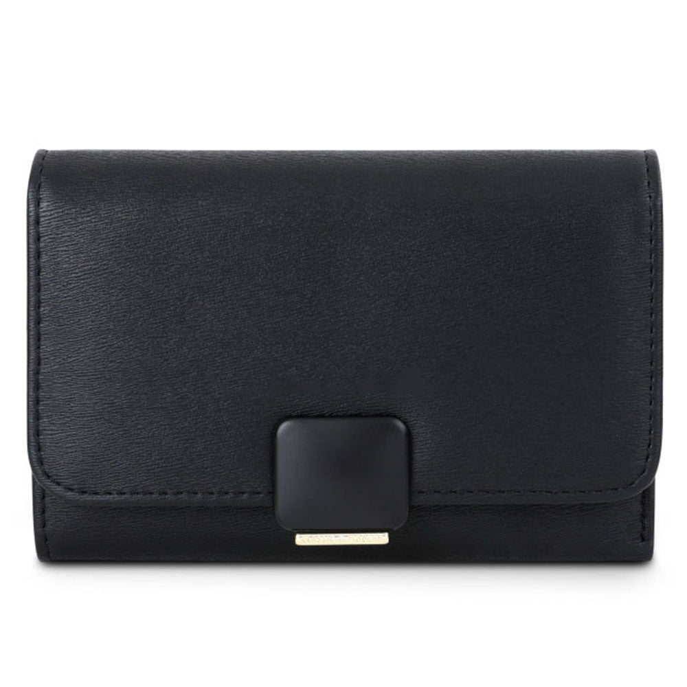 TAILIAN T6223-008 PU Leather Folding Short Wallet Women Cards Cash Holder Bag with Zipper Pocket