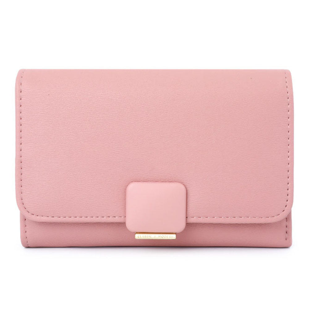 TAILIAN T6223-008 PU Leather Folding Short Wallet Women Cards Cash Holder Bag with Zipper Pocket