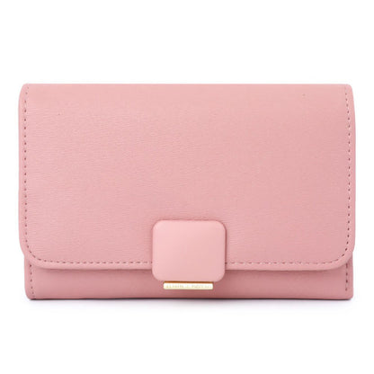 TAILIAN T6223-008 PU Leather Folding Short Wallet Women Cards Cash Holder Bag with Zipper Pocket