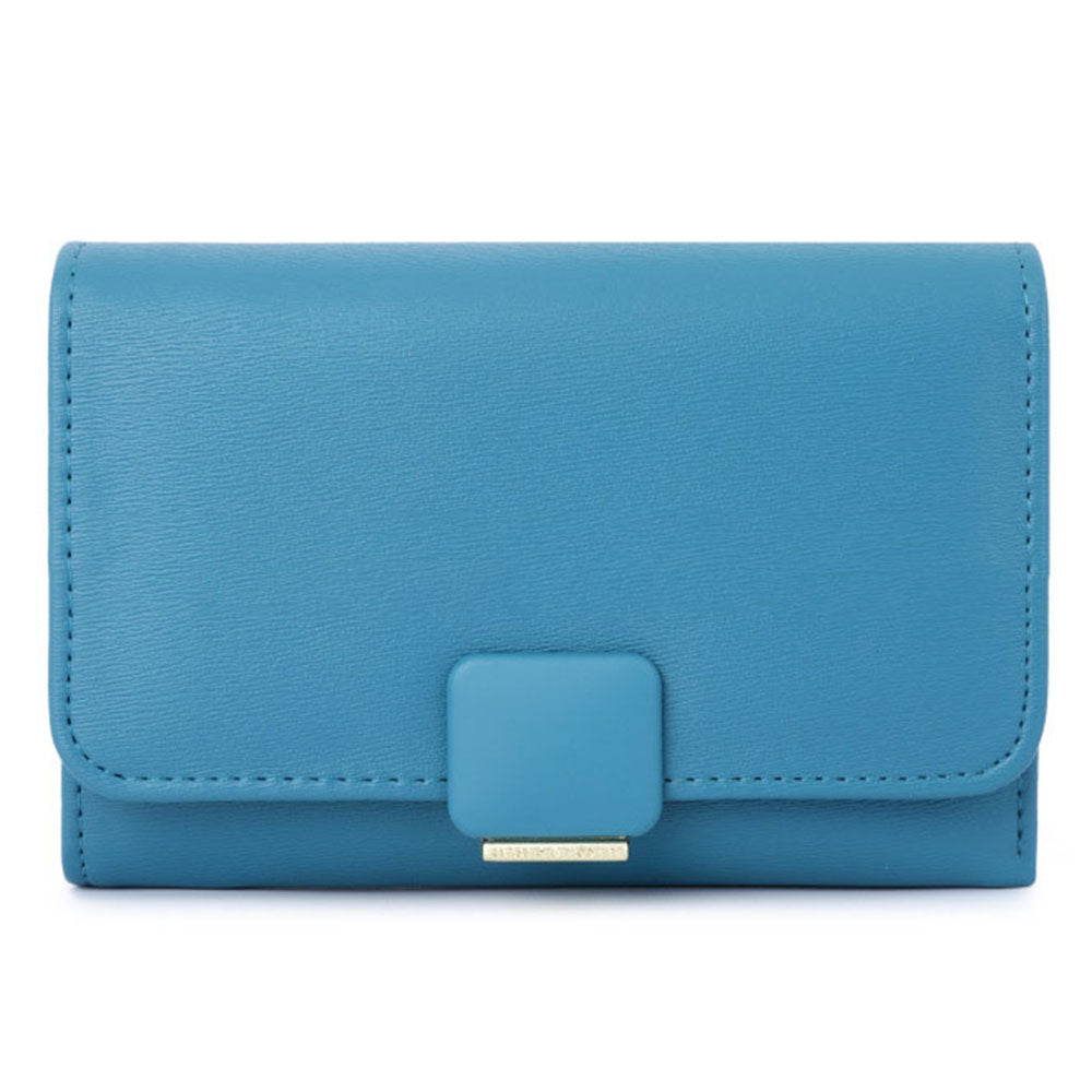 TAILIAN T6223-008 PU Leather Folding Short Wallet Women Cards Cash Holder Bag with Zipper Pocket