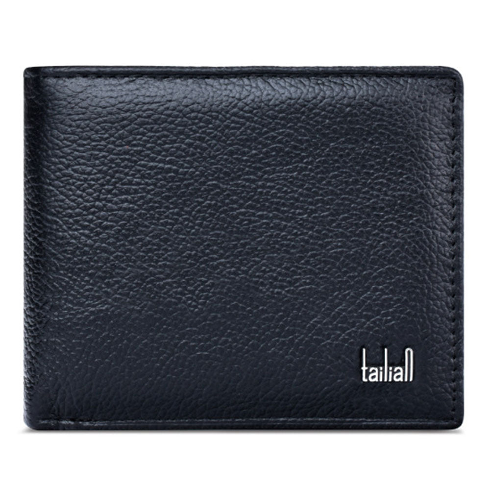 TAILIAN T123-H33-BE Business Men Multiple Card Slots Cowhide Leather Short Wallet