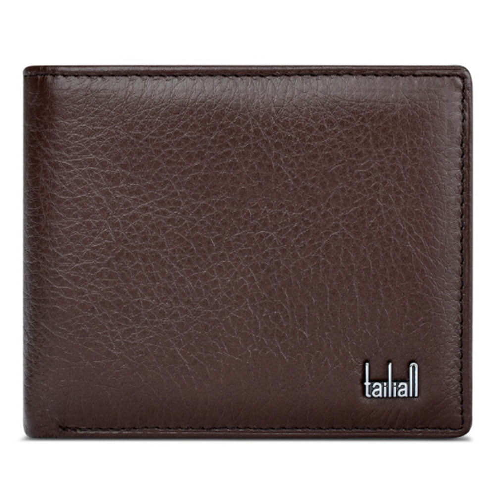 TAILIAN T123-H33-BE Business Men Multiple Card Slots Cowhide Leather Short Wallet