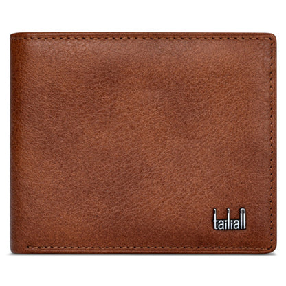 TAILIAN T123-H33-BE Business Men Multiple Card Slots Cowhide Leather Short Wallet