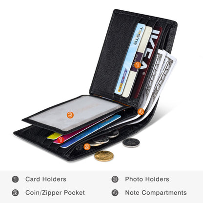 TAILIAN T123-H33-BE Business Men Multiple Card Slots Cowhide Leather Short Wallet