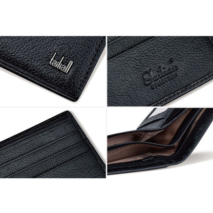 TAILIAN T123-H33-BE Business Men Multiple Card Slots Cowhide Leather Short Wallet