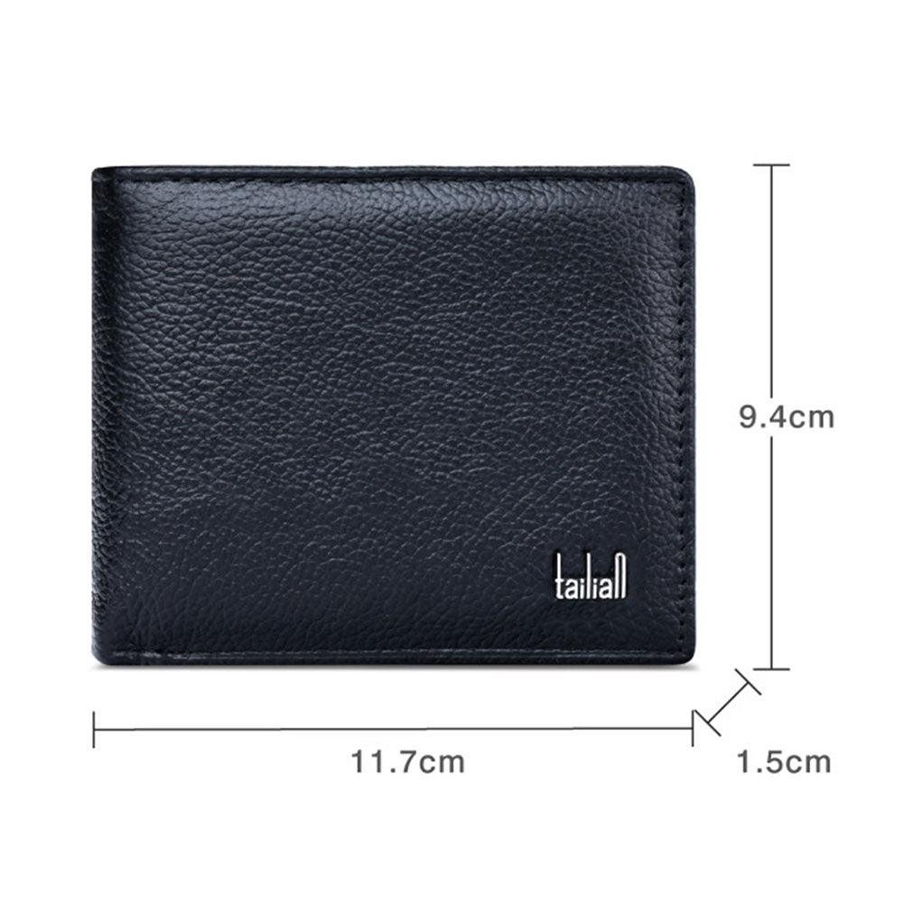 TAILIAN T123-H33-BE Business Men Multiple Card Slots Cowhide Leather Short Wallet