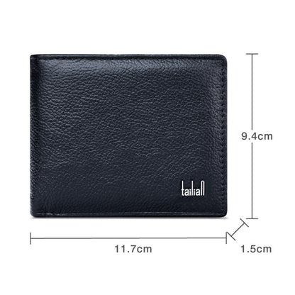 TAILIAN T123-H33-BE Business Men Multiple Card Slots Cowhide Leather Short Wallet