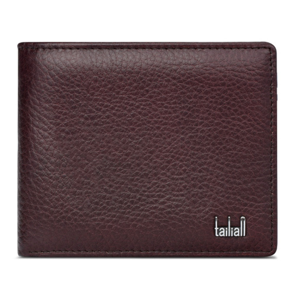 TAILIAN T123-H33-BE Business Men Multiple Card Slots Cowhide Leather Short Wallet