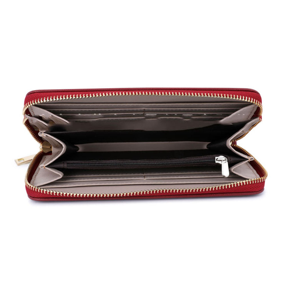 TAILIAN T9612-042 Cross Texture PU Leather Cellphone Clutch Women Zipper Long Wallet