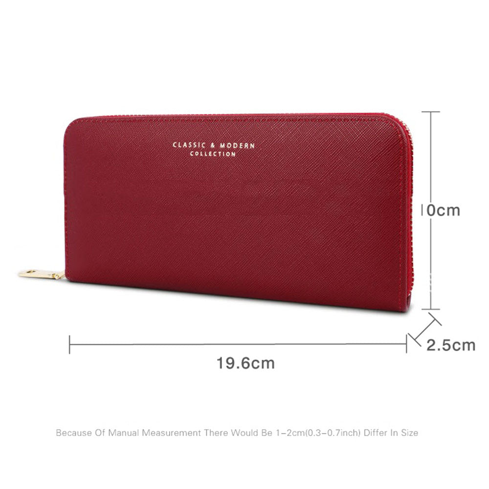 TAILIAN T9612-042 Cross Texture PU Leather Cellphone Clutch Women Zipper Long Wallet