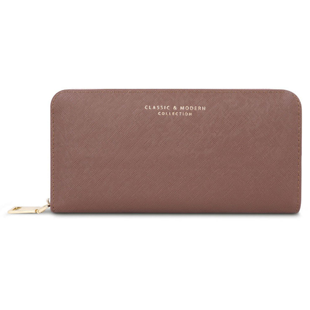 TAILIAN T9612-042 Cross Texture PU Leather Cellphone Clutch Women Zipper Long Wallet