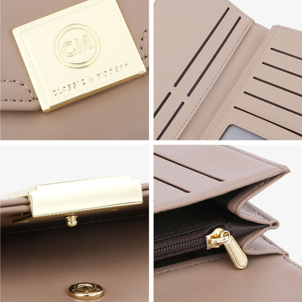TAILIAN T5601-086 Women's PU Leather Long Wallet Tri-fold Design Multiple Card Slots Cash Storage Pouch Billfold