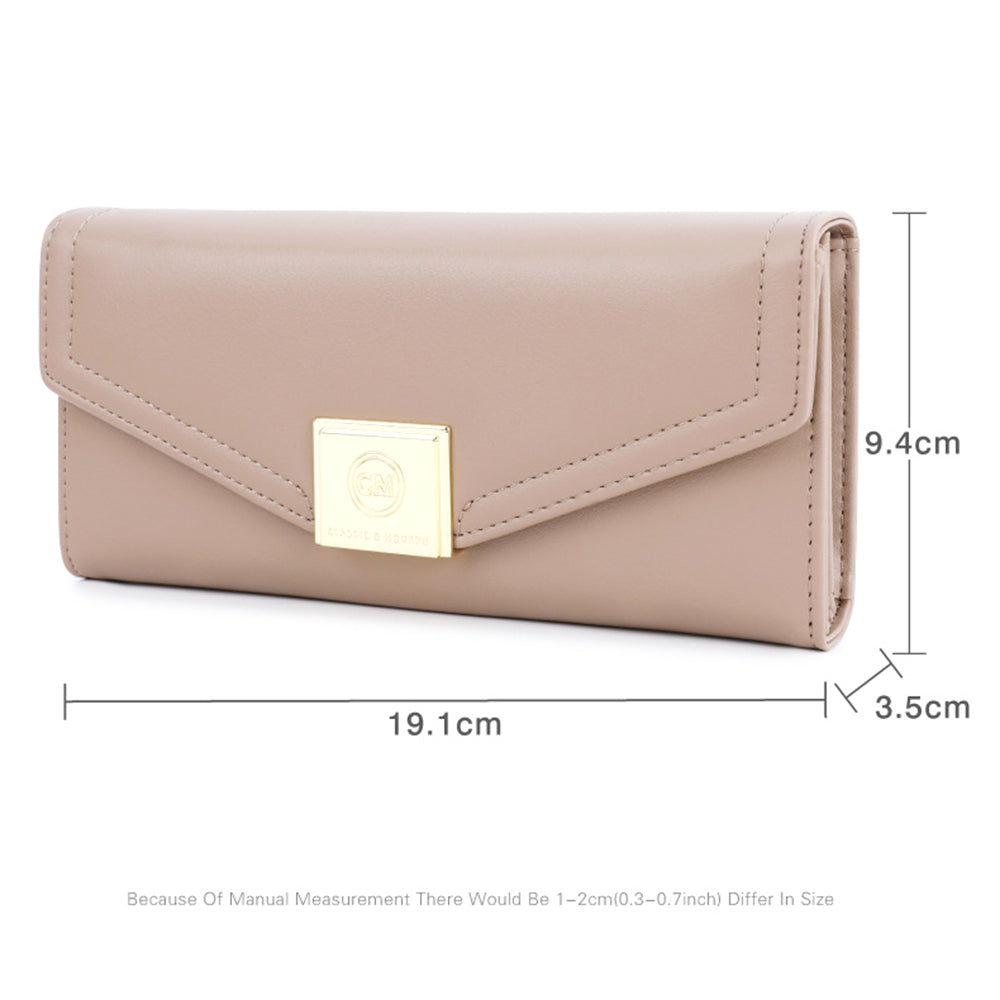 TAILIAN T5601-086 Women's PU Leather Long Wallet Tri-fold Design Multiple Card Slots Cash Storage Pouch Billfold