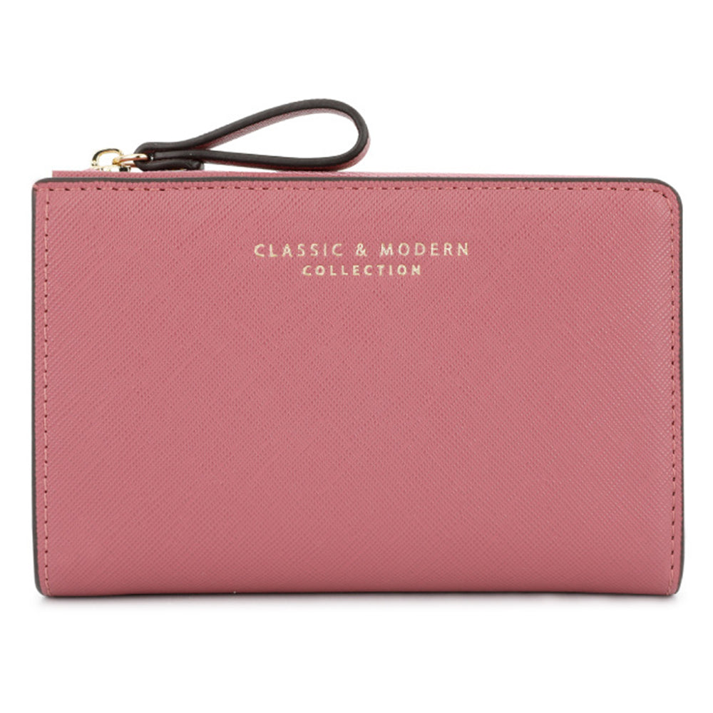 TAILIAN T2708-001 PU Leather Zipper Pocket Short Wallet Cross Texture Women Purse