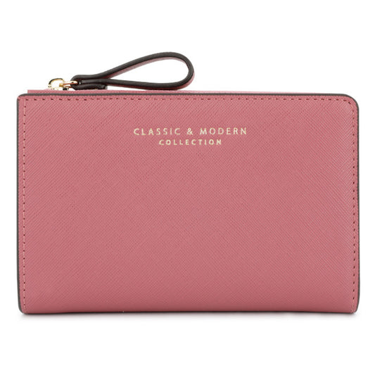 TAILIAN T2708-001 PU Leather Zipper Pocket Short Wallet Cross Texture Women Purse