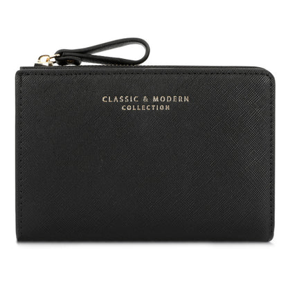 TAILIAN T2708-001 PU Leather Zipper Pocket Short Wallet Cross Texture Women Purse