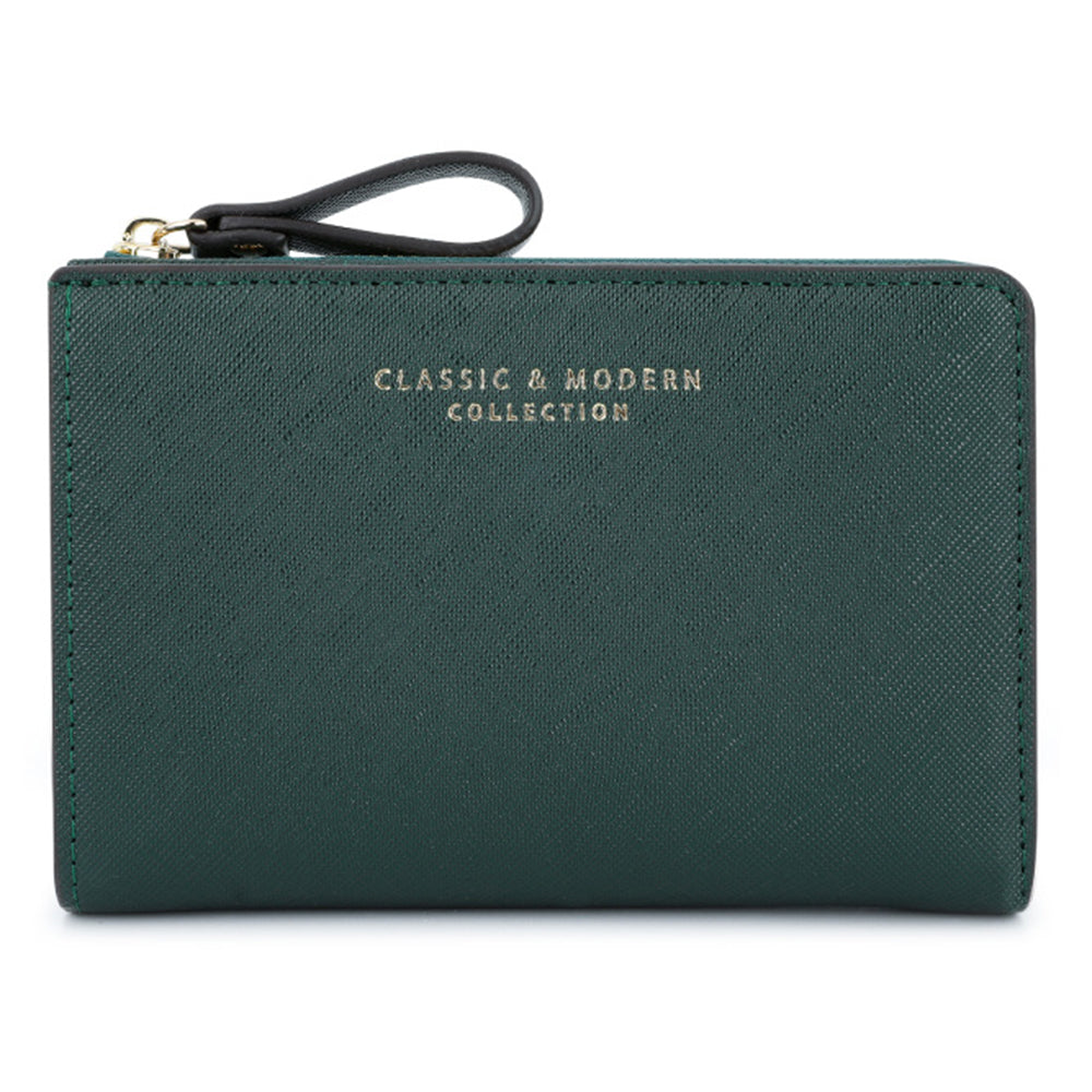 TAILIAN T2708-001 PU Leather Zipper Pocket Short Wallet Cross Texture Women Purse