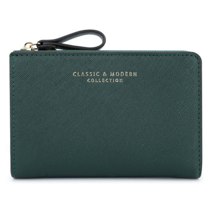 TAILIAN T2708-001 PU Leather Zipper Pocket Short Wallet Cross Texture Women Purse