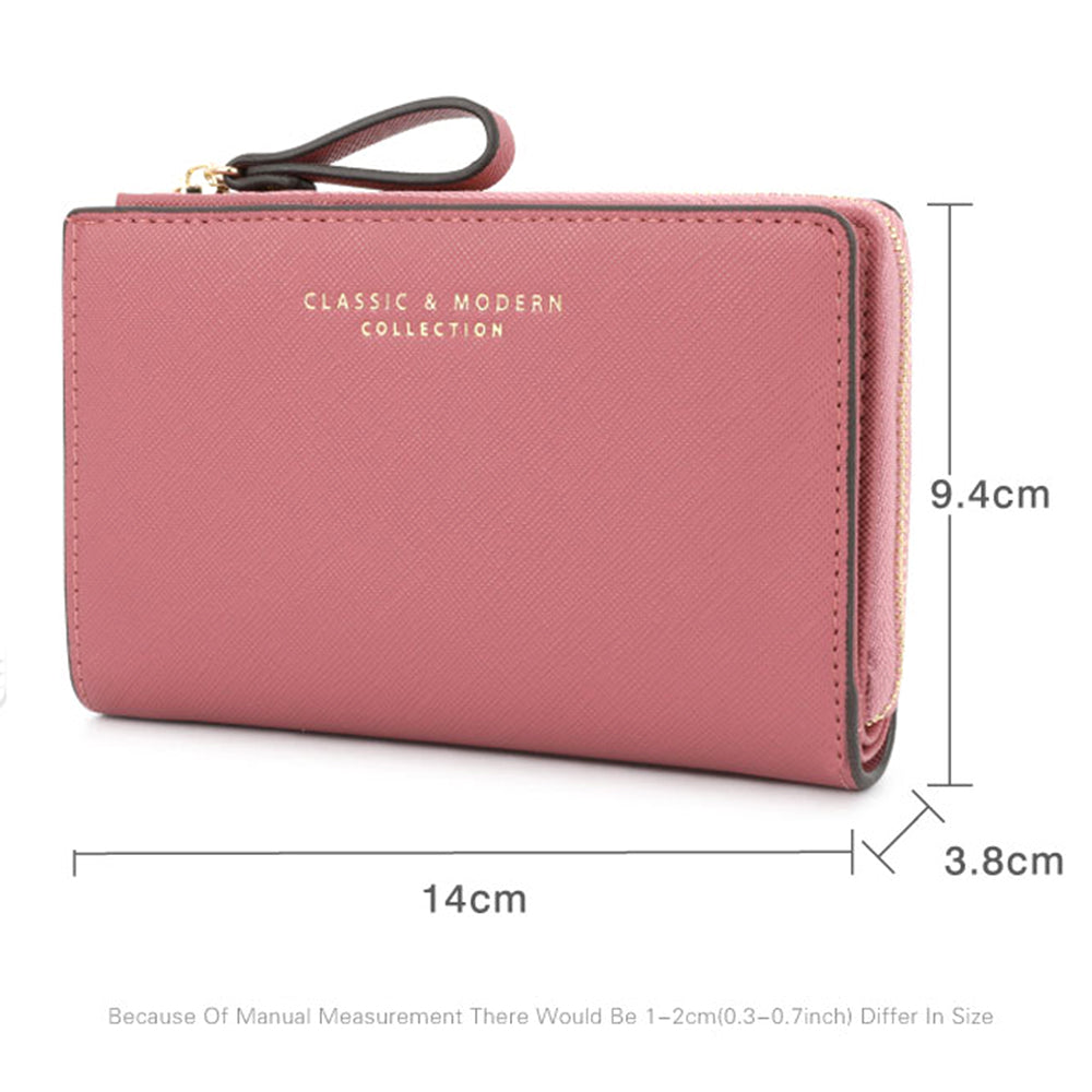 TAILIAN T2708-001 PU Leather Zipper Pocket Short Wallet Cross Texture Women Purse