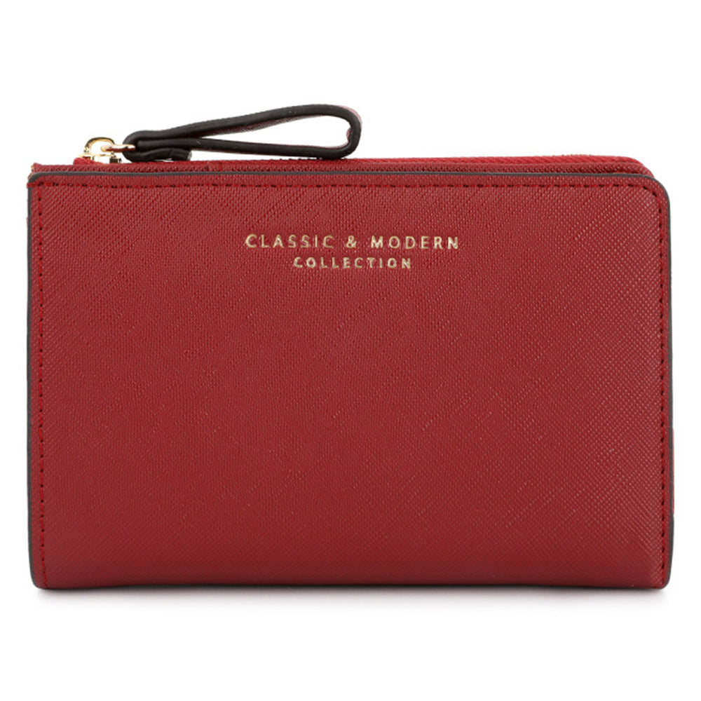 TAILIAN T2708-001 PU Leather Zipper Pocket Short Wallet Cross Texture Women Purse