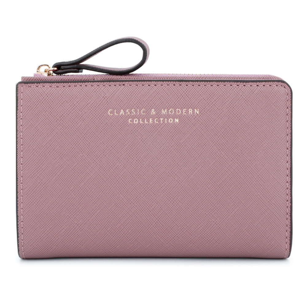 TAILIAN T2708-001 PU Leather Zipper Pocket Short Wallet Cross Texture Women Purse