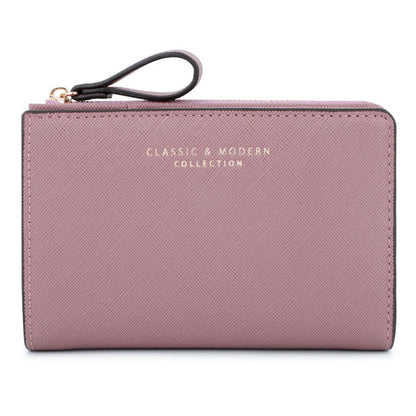TAILIAN T2708-001 PU Leather Zipper Pocket Short Wallet Cross Texture Women Purse