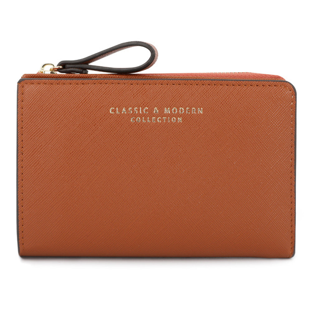 TAILIAN T2708-001 PU Leather Zipper Pocket Short Wallet Cross Texture Women Purse