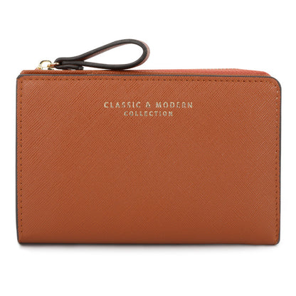 TAILIAN T2708-001 PU Leather Zipper Pocket Short Wallet Cross Texture Women Purse