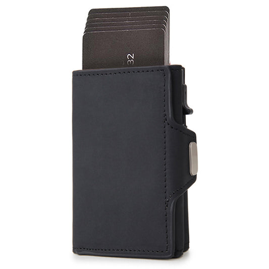 RFID Blocking Credit Card ID Card Holder Aluminum Alloy+PU Leather Card Pouch Case Wallet Billfold