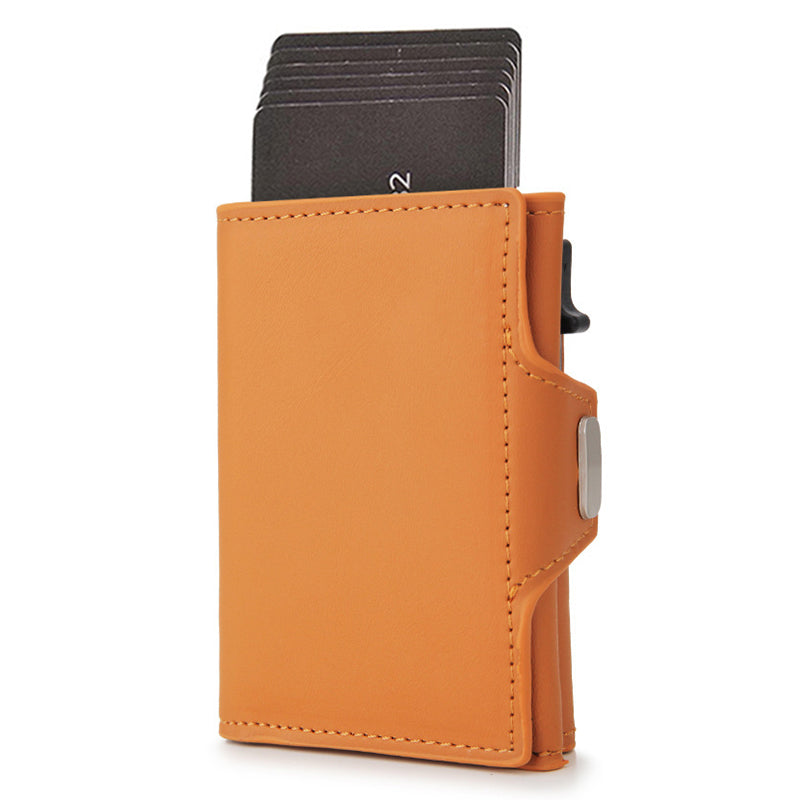 RFID Blocking Credit Card ID Card Holder Aluminum Alloy+PU Leather Card Pouch Case Wallet Billfold