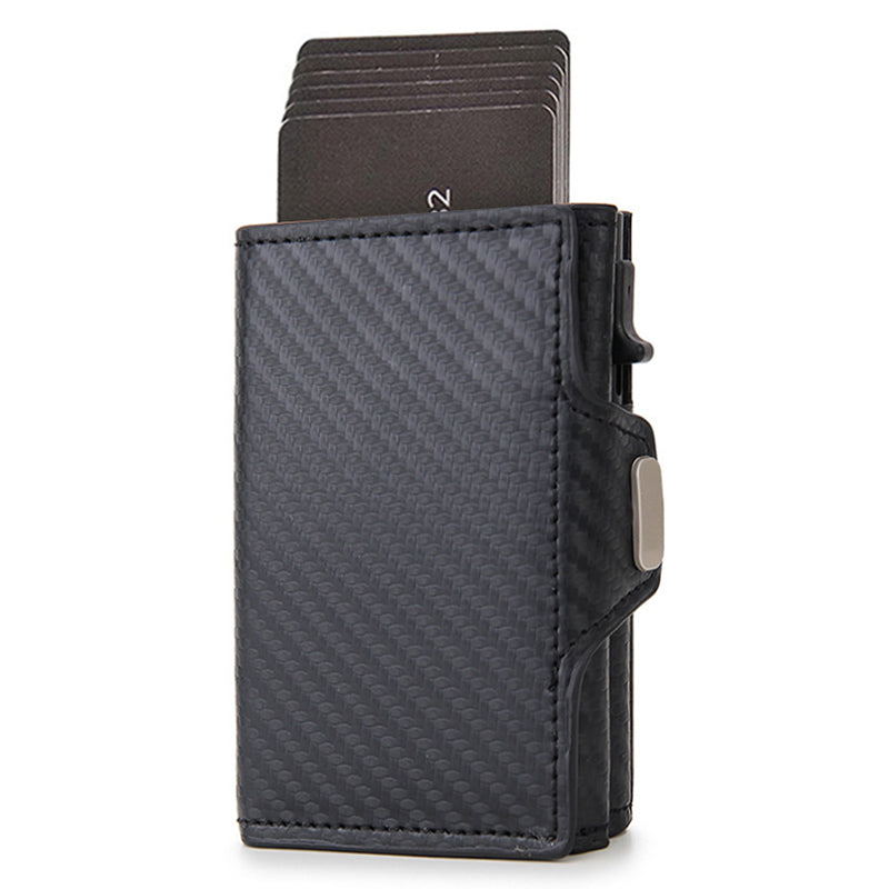 RFID Blocking Credit Card ID Card Holder Aluminum Alloy+PU Leather Card Pouch Case Wallet Billfold