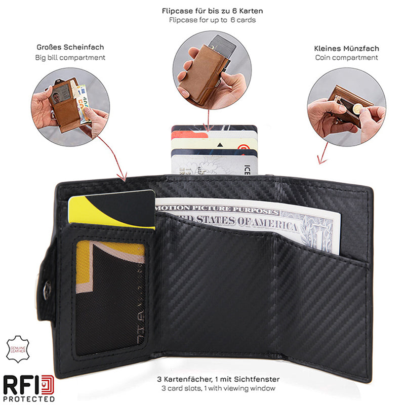 RFID Blocking Credit Card ID Card Holder Aluminum Alloy+PU Leather Card Pouch Case Wallet Billfold