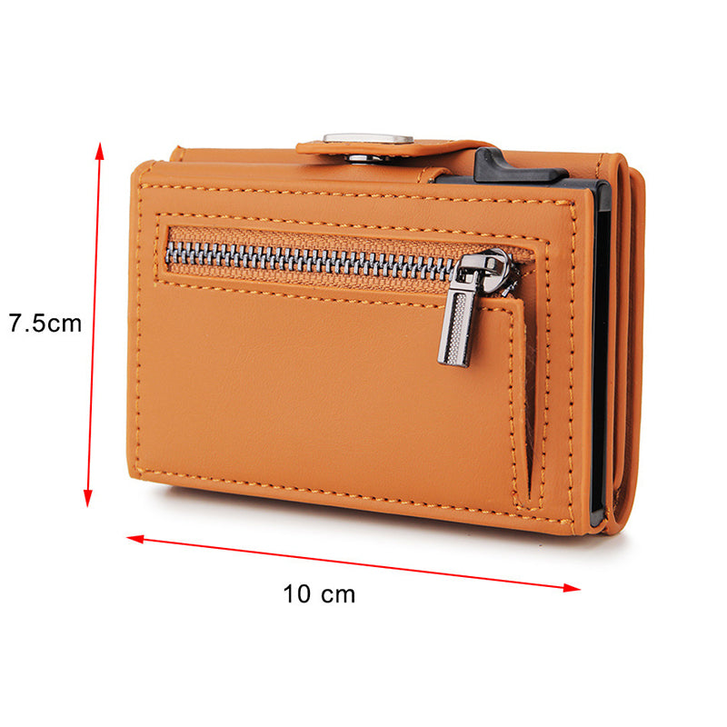 RFID Blocking Credit Card ID Card Holder Aluminum Alloy+PU Leather Card Pouch Case Wallet Billfold