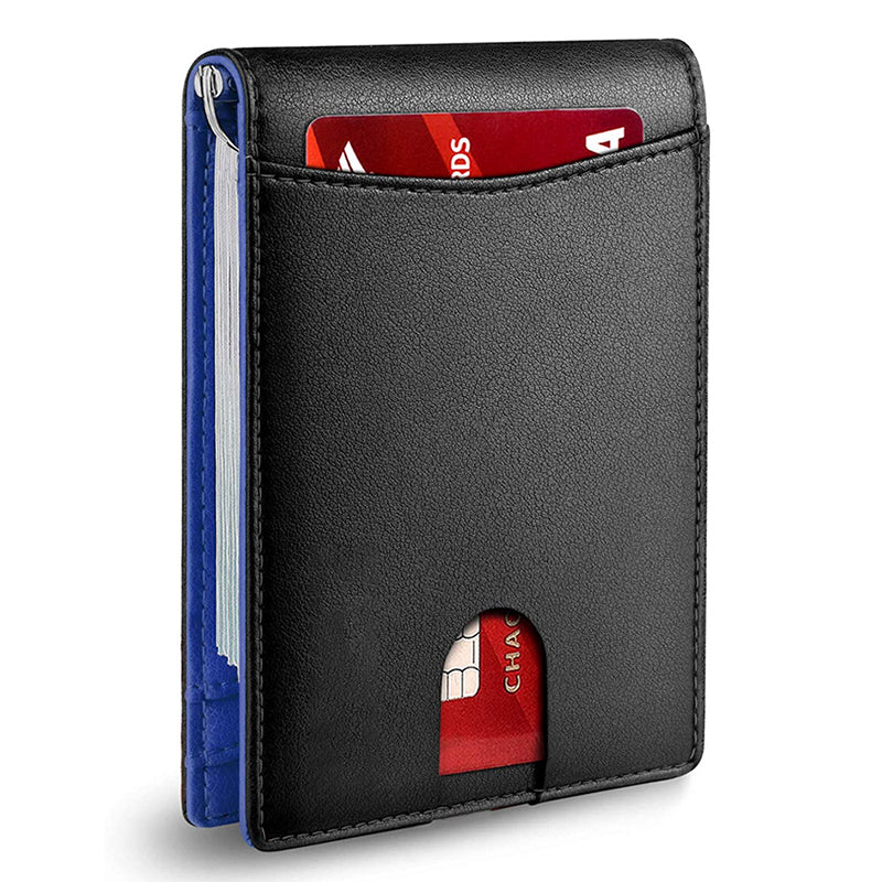 RFID Blocking Microfiber Leather Card Holder Cash Clip Design Men Card Bag Wallet