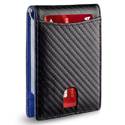 RFID Blocking Microfiber Leather Card Holder Cash Clip Design Men Card Bag Wallet