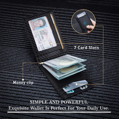 RFID Blocking Microfiber Leather Card Holder Cash Clip Design Men Card Bag Wallet